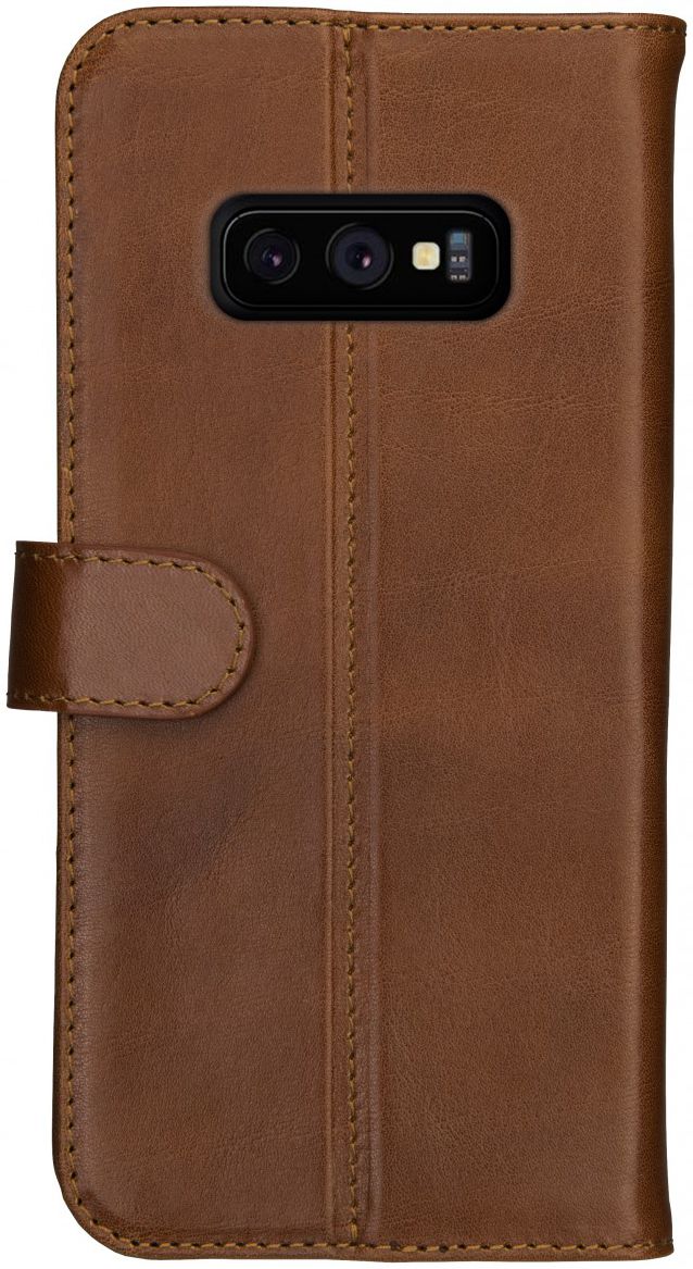Rosso Deluxe Samsung Galaxy S10E Hoesje Echt Leer Book Case Bruin afbeelding 9