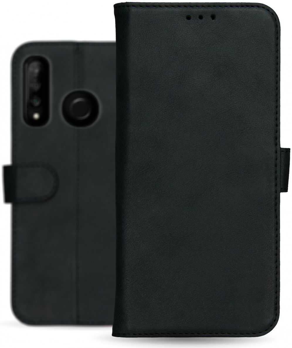 Rosso Deluxe Huawei P30 Lite Hoesje Echt Leer Book Case Zwart afbeelding 12