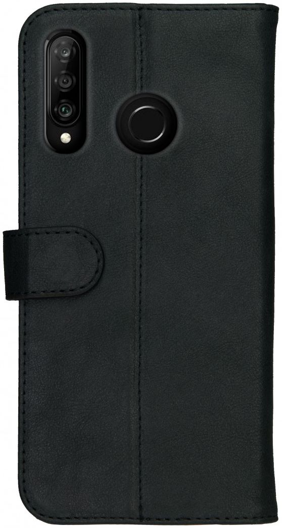 Rosso Deluxe Huawei P30 Lite Hoesje Echt Leer Book Case Zwart afbeelding 6