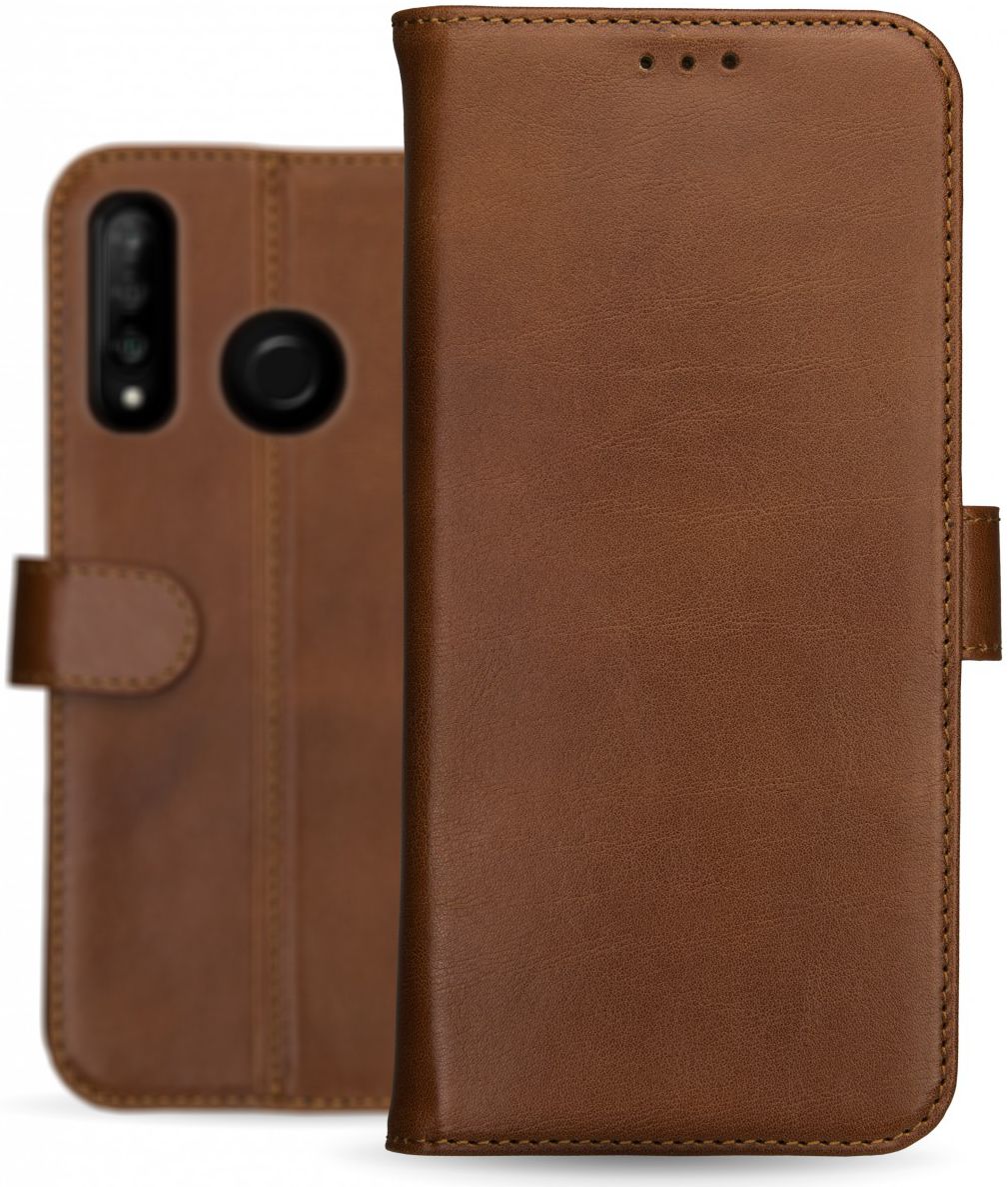 Rosso Deluxe Huawei P30 Lite Hoesje Echt Leer Book Case Bruin afbeelding 12