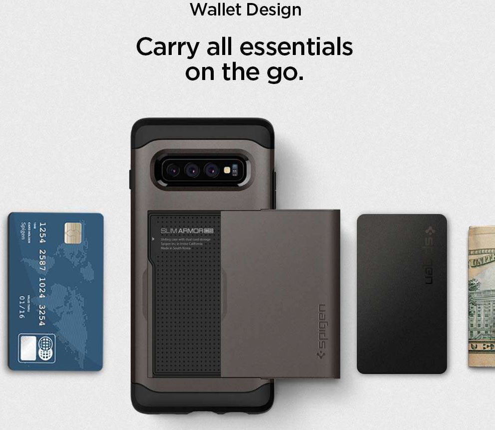 Spigen Slim Armor Card Holder Case Samsung Galaxy S10 Hoesje Gunmetal afbeelding 6