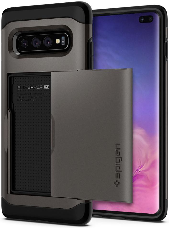 Spigen Slim Armor Card Holder Case Samsung Galaxy S10 Plus Gunmetal afbeelding 12