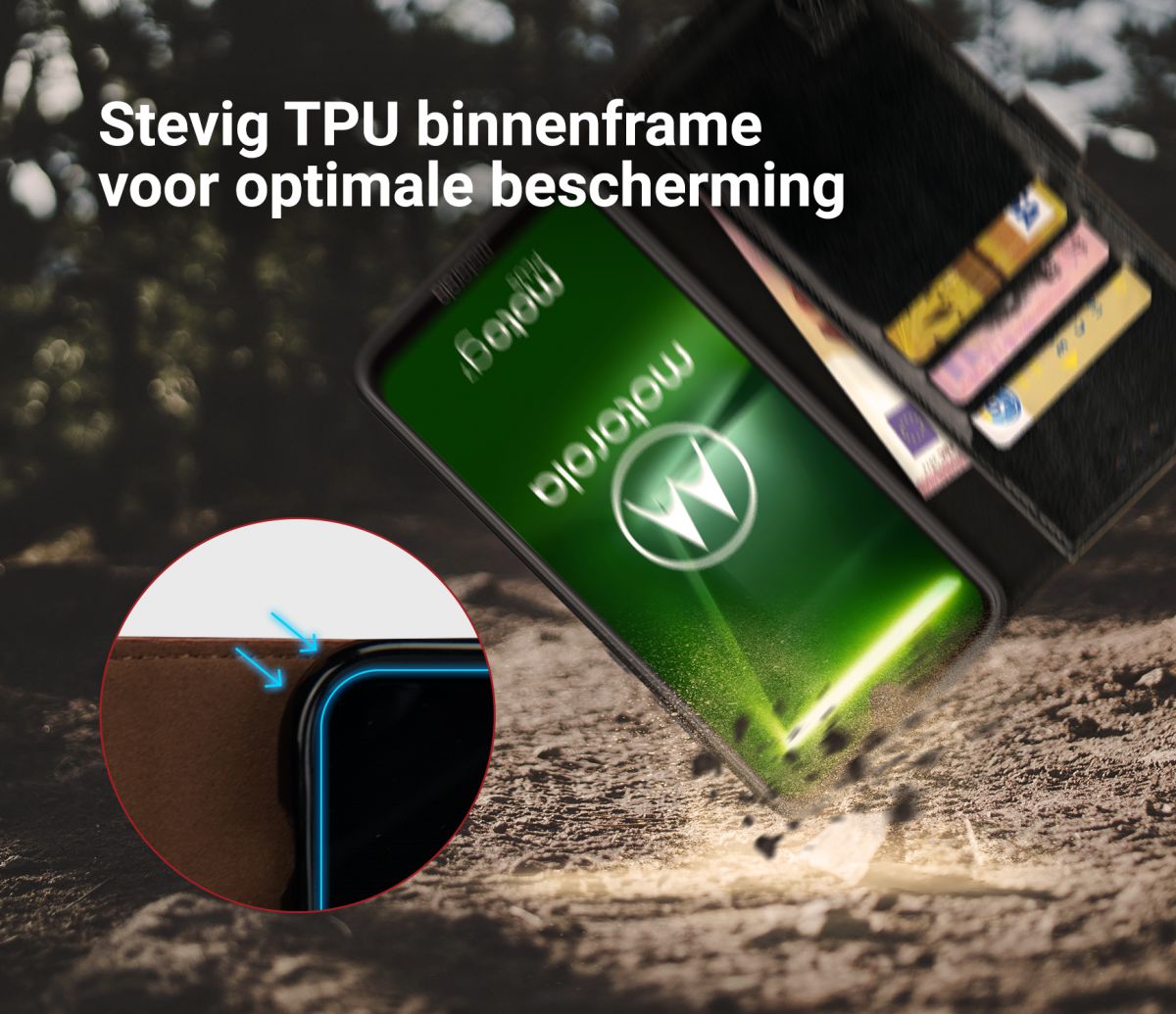 Rosso Element Motorola Moto G7 Plus Hoesje Book Cover Zwart afbeelding 9