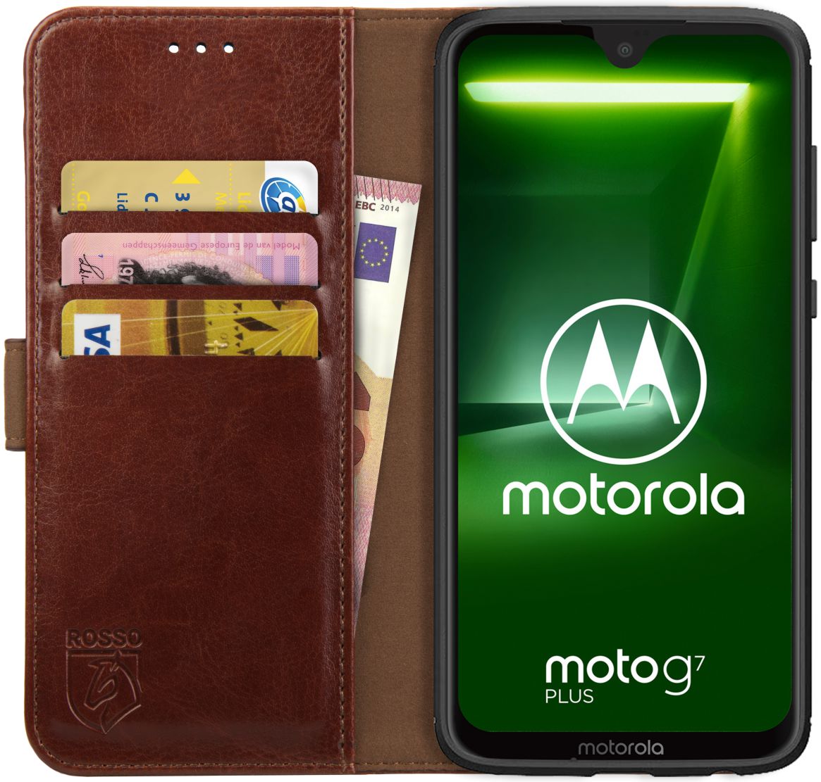 Vrijlating januari Instituut Rosso Element Motorola Moto G7 Plus Hoesje Book Cover Bruin | GSMpunt.nl