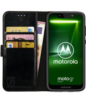 Rosso Element Motorola Moto G7 Play Hoesje Book Cover Zwart Hoesjes