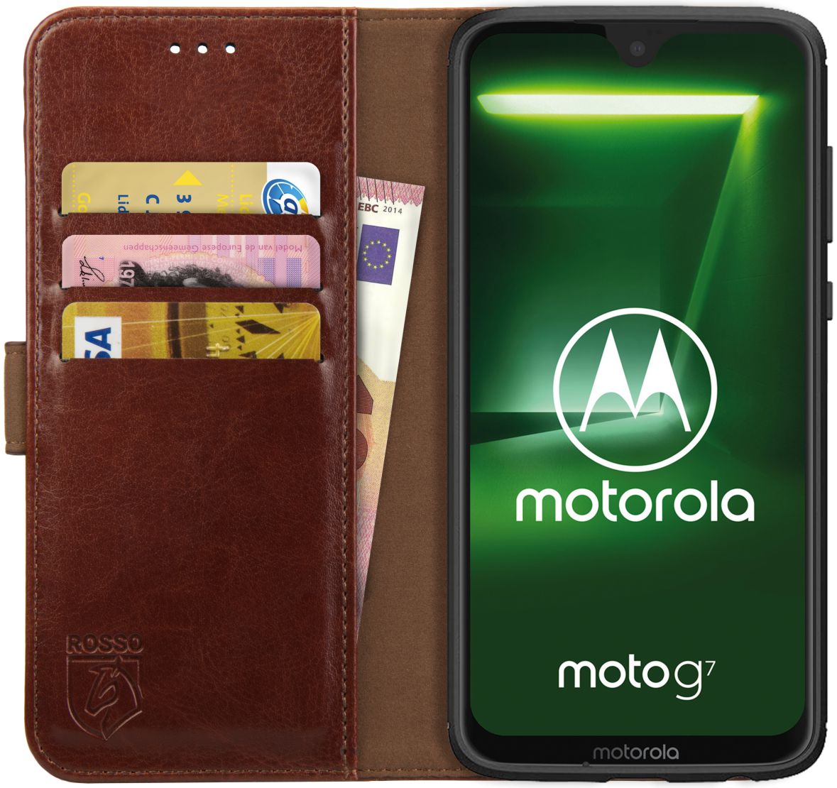 Rosso Element Motorola Moto G7 Power Hoesje Book Cover Bruin afbeelding 1