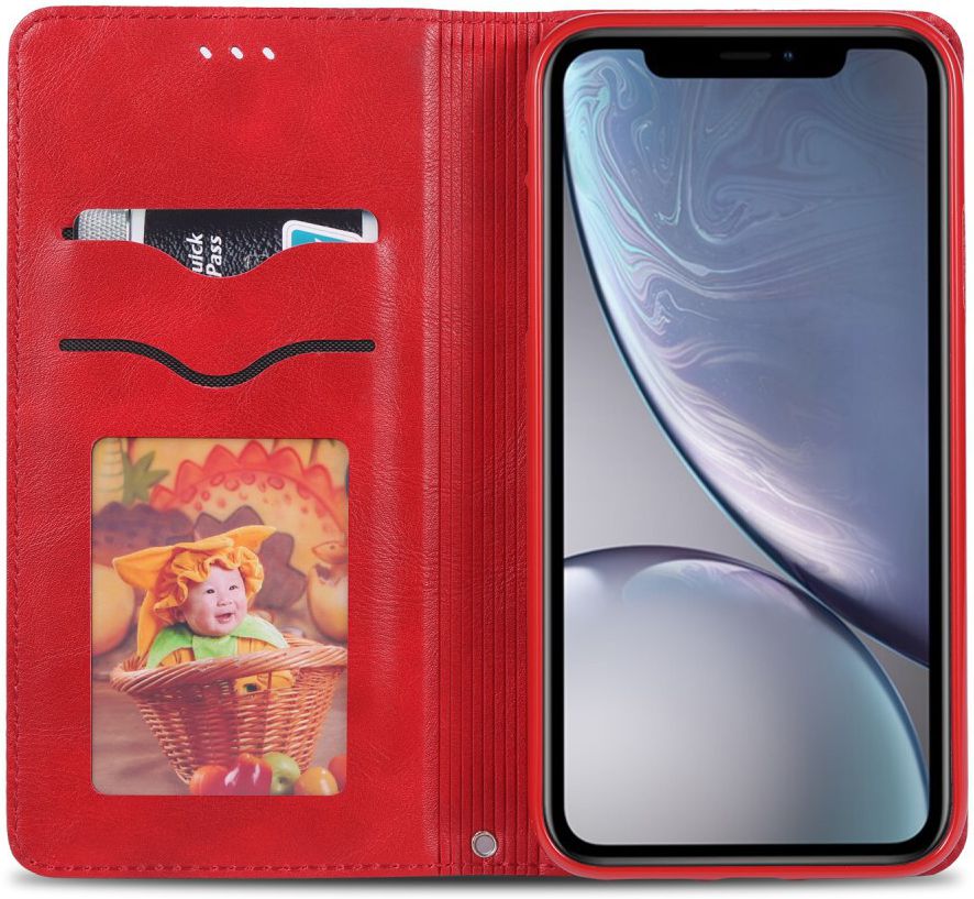 Apple iPhone XR Retro Portemonnee Hoesje Rood afbeelding 2