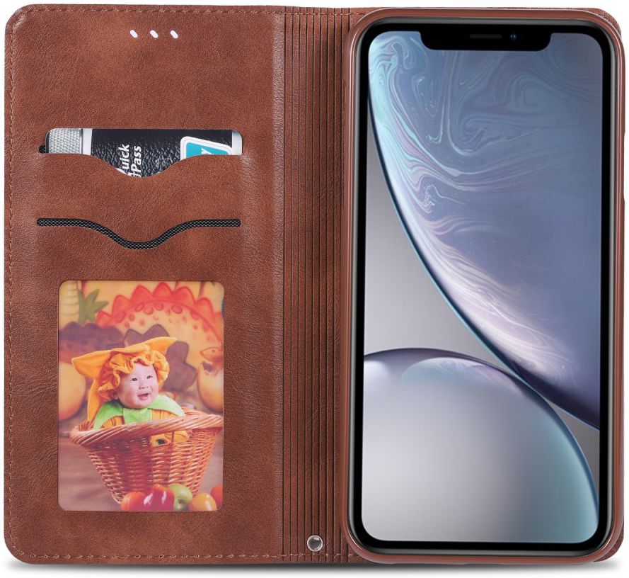 Apple iPhone XR Retro Portemonnee Hoesje Coffee afbeelding 2