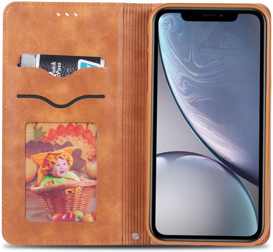 Apple iPhone XR Retro Portemonnee Hoesje Bruin afbeelding 2