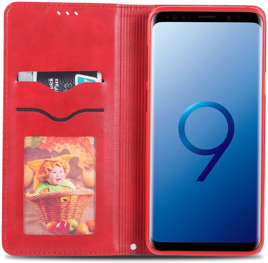 Samsung Galaxy S9 Plus Retro Portemonnee Hoesje Rood afbeelding 3