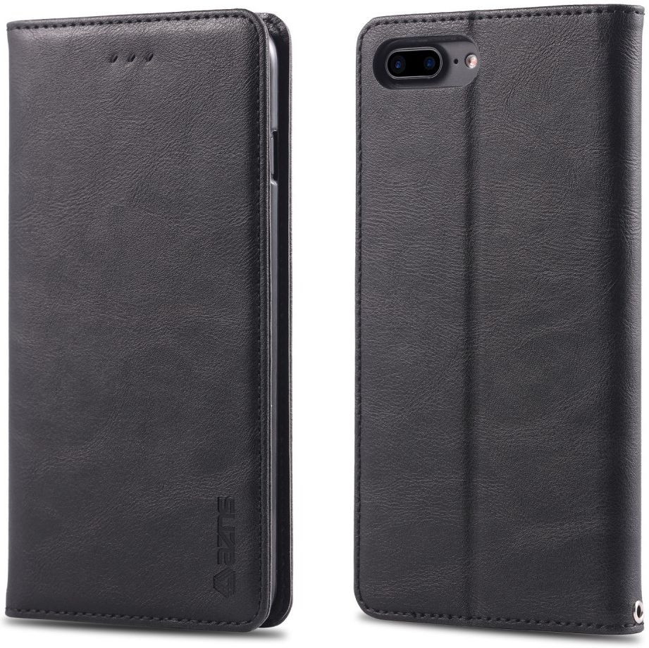 Apple iPhone 7 Plus / 8 Plus Retro Portemonnee Hoesje Zwart afbeelding 2