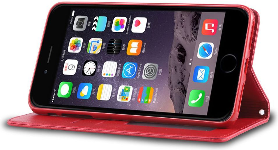 Apple iPhone 7 Plus / 8 Plus Retro Portemonnee Hoesje Rood afbeelding 3