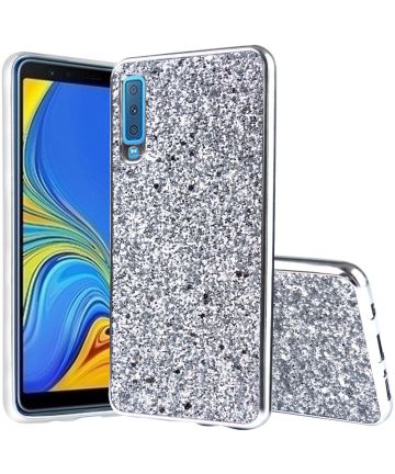 Samsung Galaxy A7 (2018) Hybride Flash Powder Hoesje Zilver Hoesjes