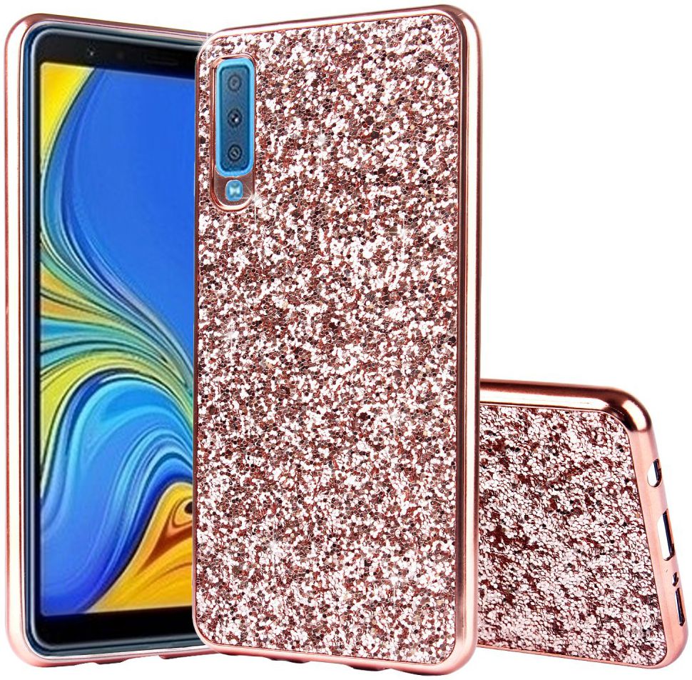 Samsung Galaxy A7 (2018) Hybride Flash Powder Hoesje Roze Goud afbeelding 1
