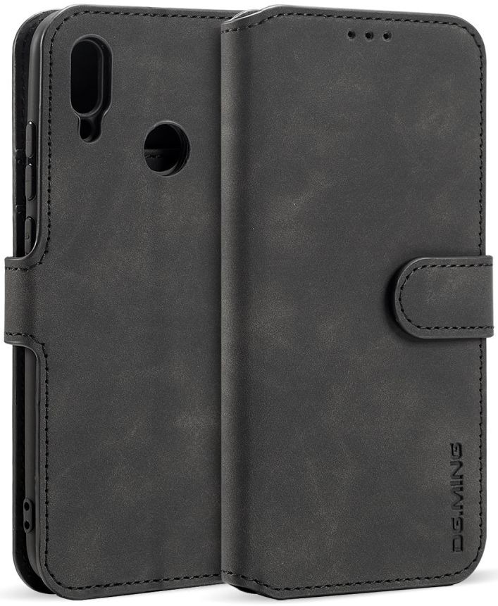 Huawei P Smart (2019) Retro Stijl Wallet Hoesje Zwart afbeelding 1