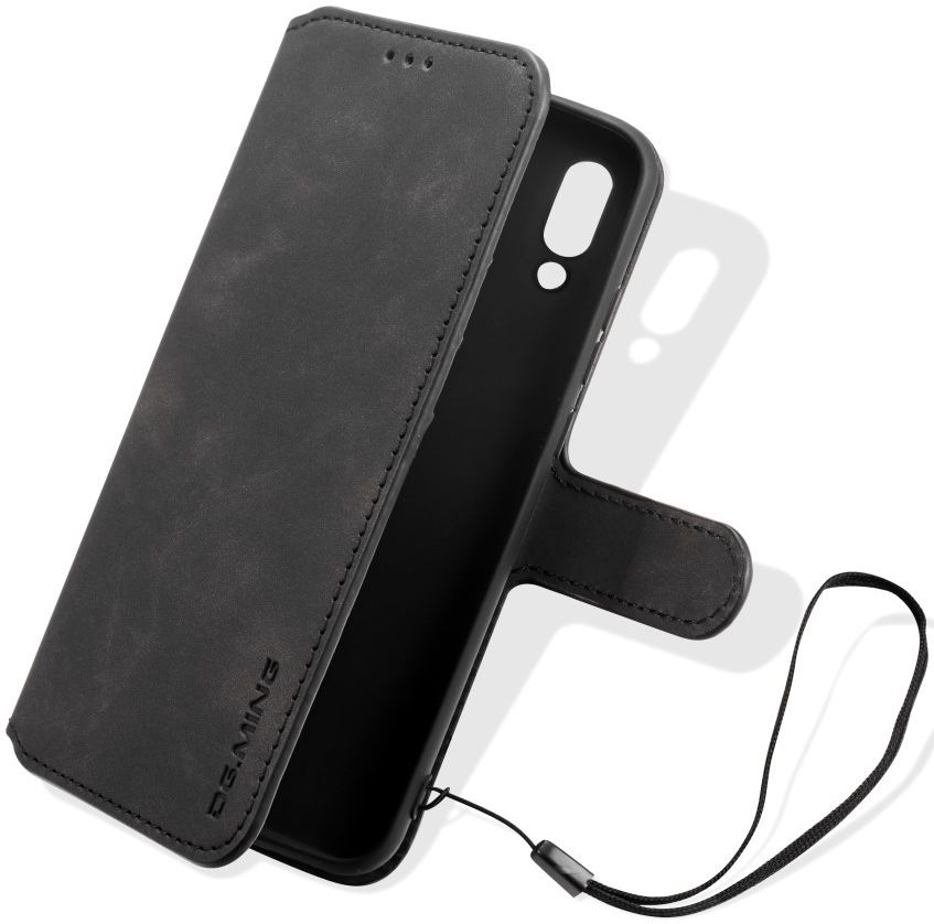 Huawei P Smart (2019) Retro Stijl Wallet Hoesje Zwart afbeelding 3