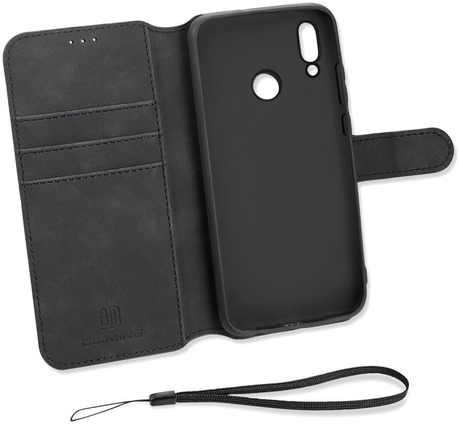 Huawei P Smart (2019) Retro Stijl Wallet Hoesje Zwart afbeelding 4