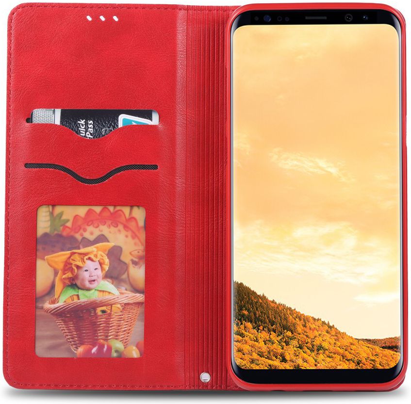 Samsung Galaxy S8 Plus Retro Portemonnee Hoesje Rood afbeelding 4