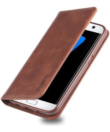 Samsung Galaxy S7 Edge Retro Portemonnee Hoesje Coffee Hoesjes