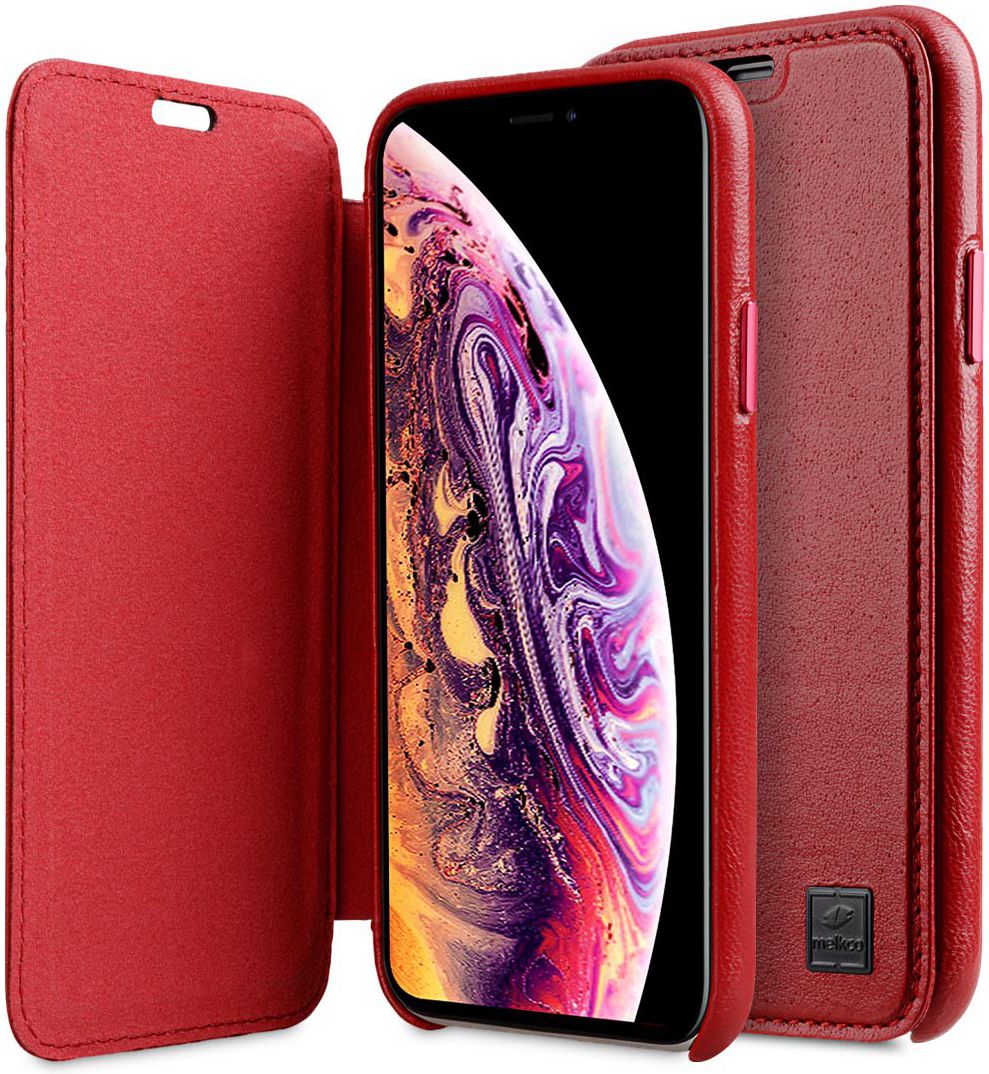 Melkco Origin Apple iPhone XS Book Case Echt Leer Rood afbeelding 1