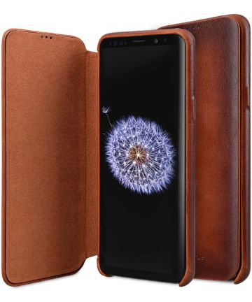 Melkco Elite Samsung Galaxy S9 Book Case Echt Leer Bruin Hoesjes