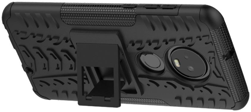 Motorola Moto G7 Robuust Hybride Hoesje Zwart afbeelding 2