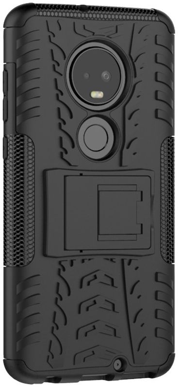 Motorola Moto G7 Robuust Hybride Hoesje Zwart afbeelding 4