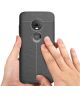 Motorola Moto G7 Hoesje met Leren Textuur Zwart