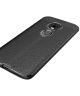 Motorola Moto G7 Hoesje met Leren Textuur Zwart