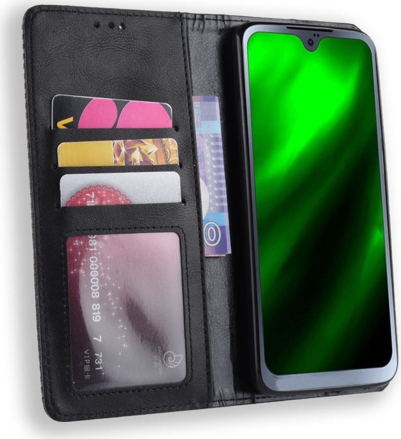 Motorola Moto G7 Vintage Portemonnee Hoesje Zwart afbeelding 1