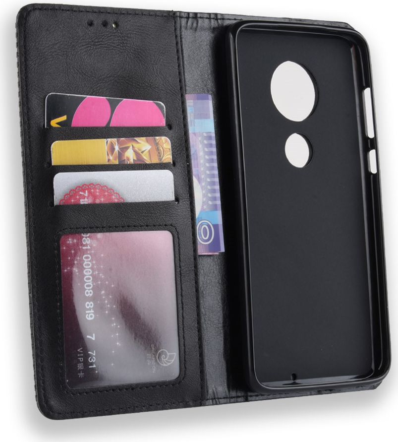Motorola Moto G7 Vintage Portemonnee Hoesje Zwart afbeelding 6