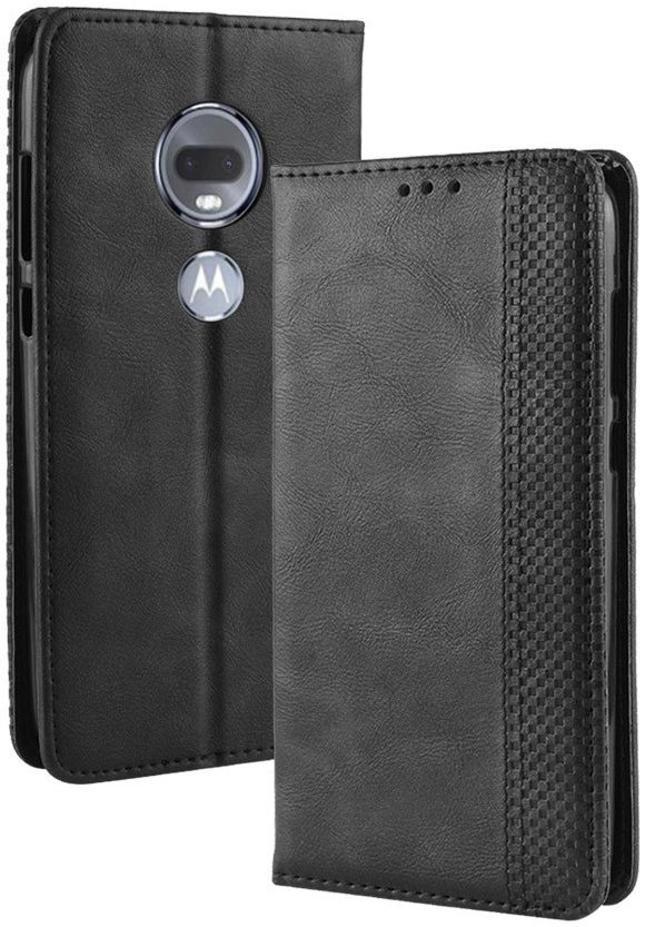 Motorola Moto G7 Vintage Portemonnee Hoesje Zwart afbeelding 3