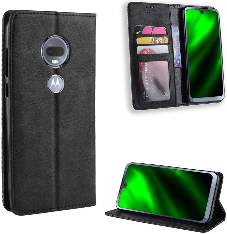 Motorola Moto G7 Vintage Portemonnee Hoesje Zwart afbeelding 8
