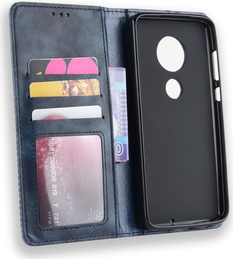Motorola Moto G7 Vintage Portemonnee Hoesje Blauw afbeelding 5