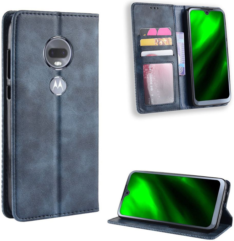 Motorola Moto G7 Vintage Portemonnee Hoesje Blauw afbeelding 8