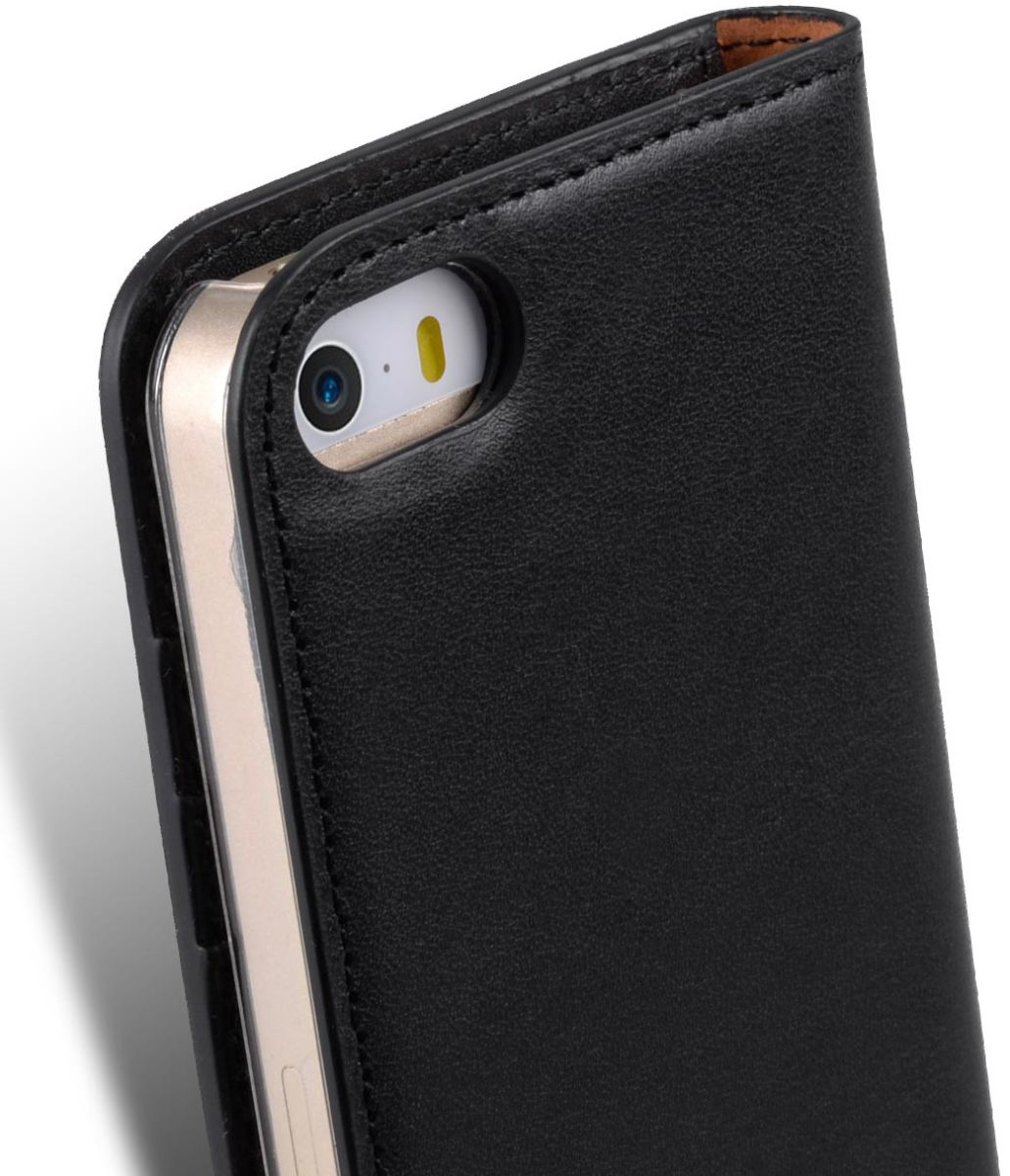 Melkco Italian Cowhide Apple iPhone 5 / 5S / SE Book Case Zwart afbeelding 6