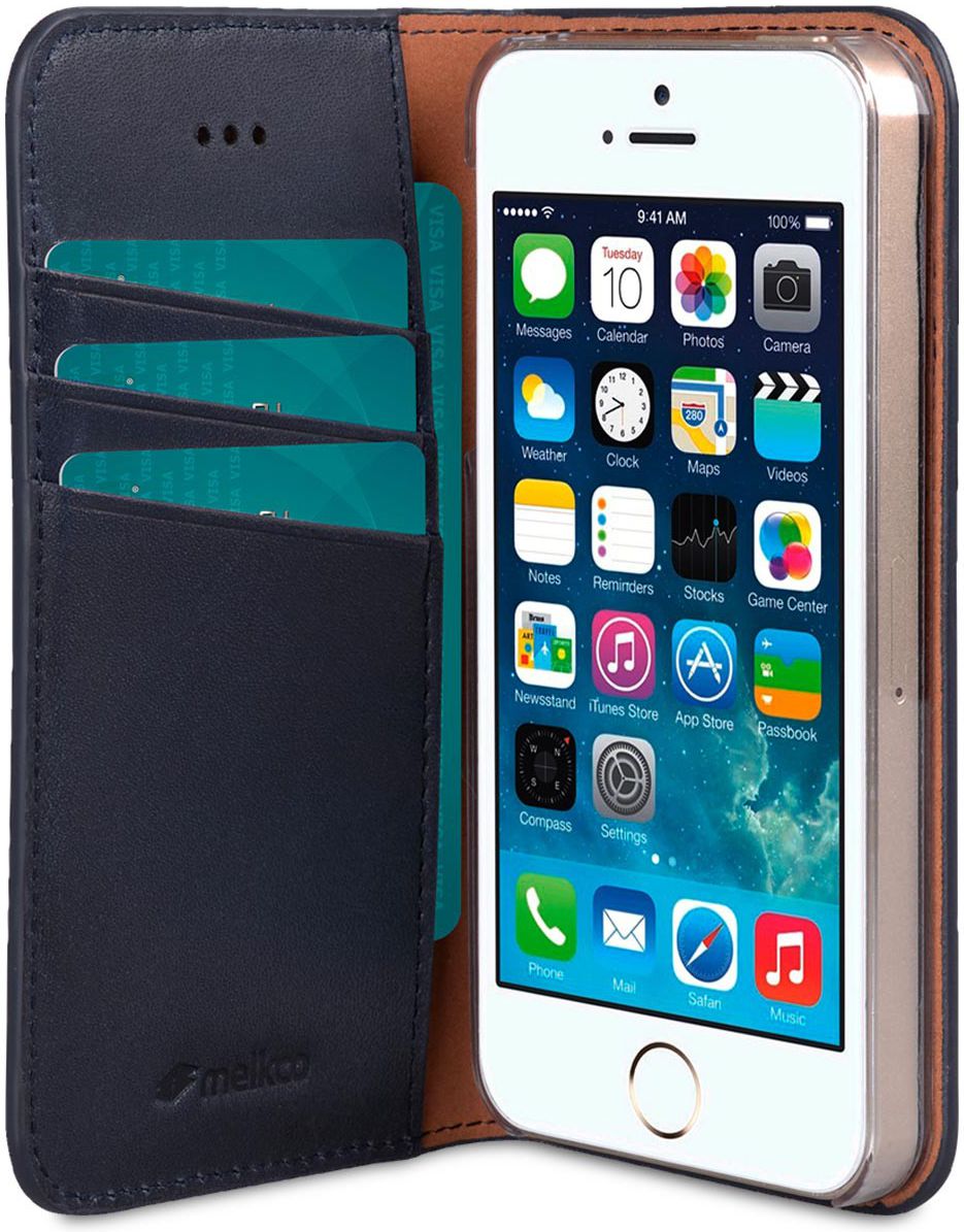 Melkco Italian Cowhide Apple iPhone 5 / 5S / SE Book Case Blauw afbeelding 1