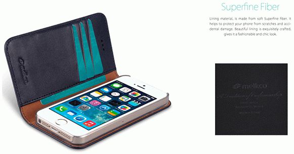Melkco Italian Cowhide Apple iPhone 5 / 5S / SE Book Case Blauw afbeelding 12