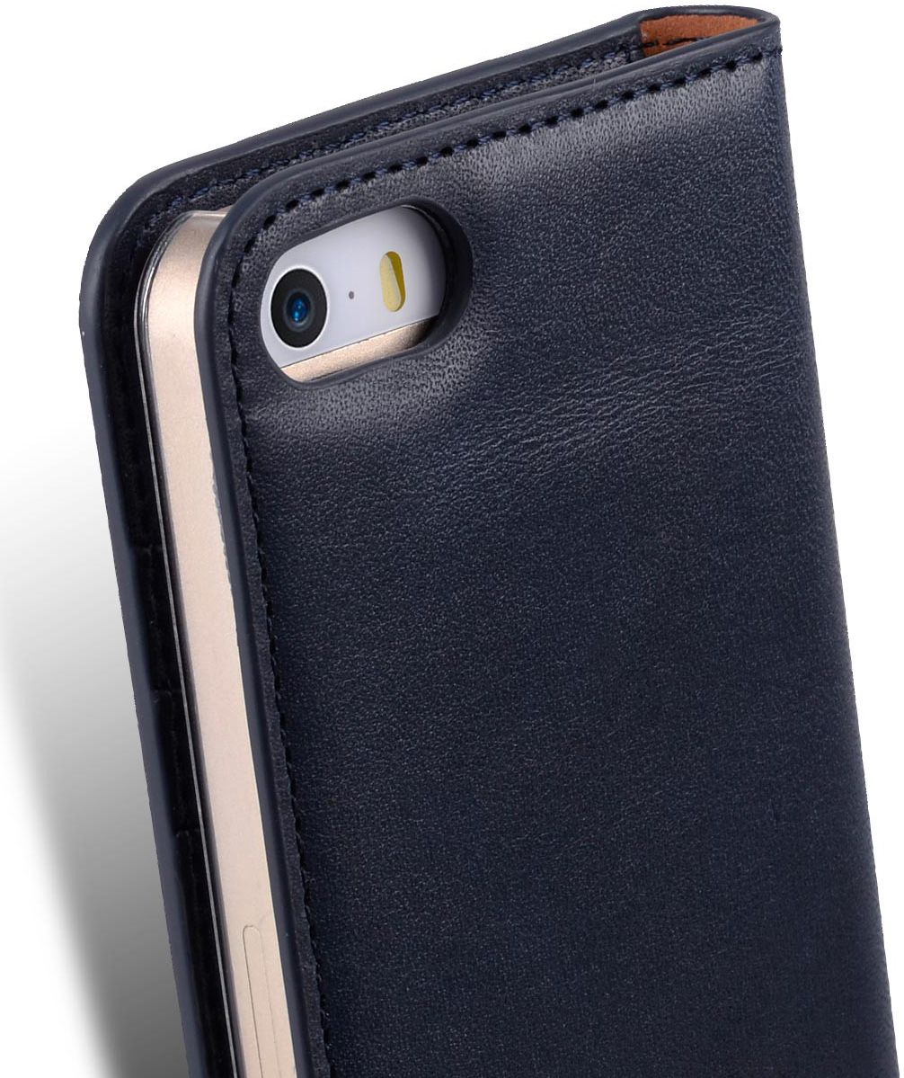 Melkco Italian Cowhide Apple iPhone 5 / 5S / SE Book Case Blauw afbeelding 6