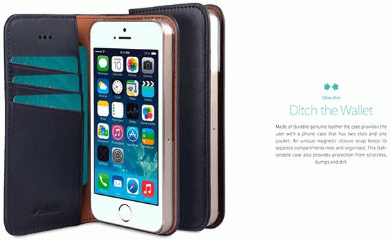 Melkco Italian Cowhide Apple iPhone 5 / 5S / SE Book Case Blauw afbeelding 7