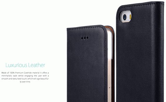 Melkco Italian Cowhide Apple iPhone 5 / 5S / SE Book Case Blauw afbeelding 8