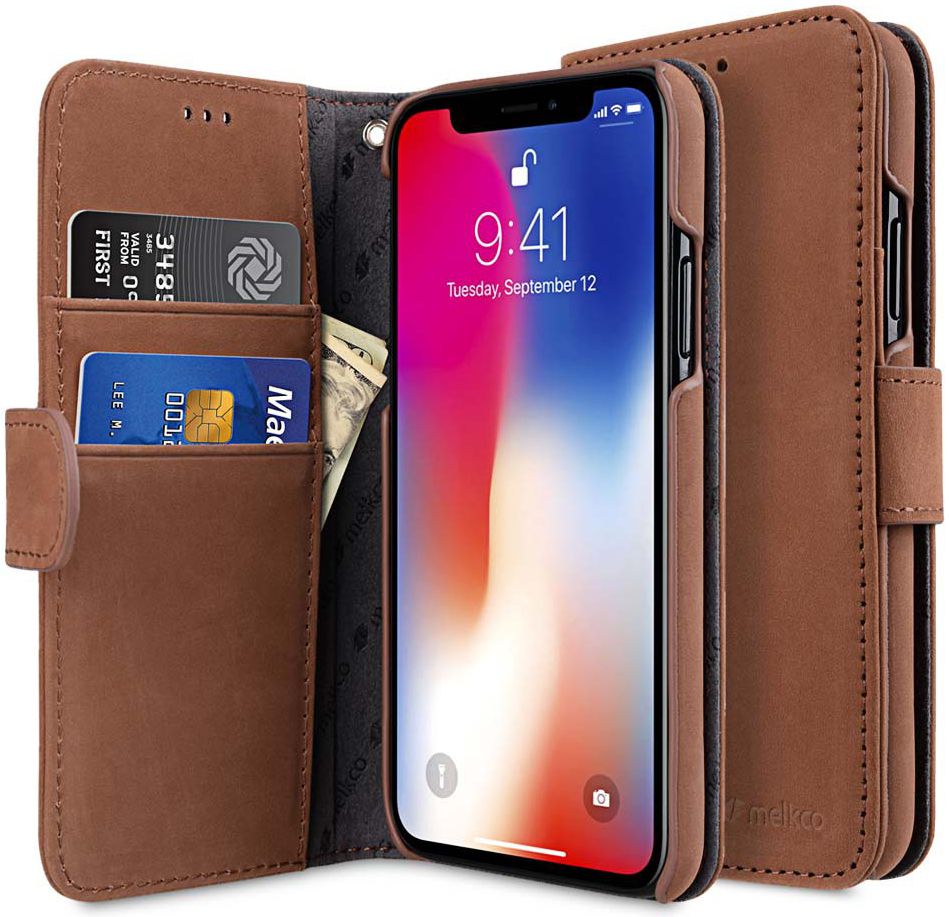 Melkco Apple iPhone XS Book Case Echt Leer Bruin afbeelding 1