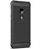 Motorola Moto G7 Geborsteld Carbon TPU Hoesje Zwart