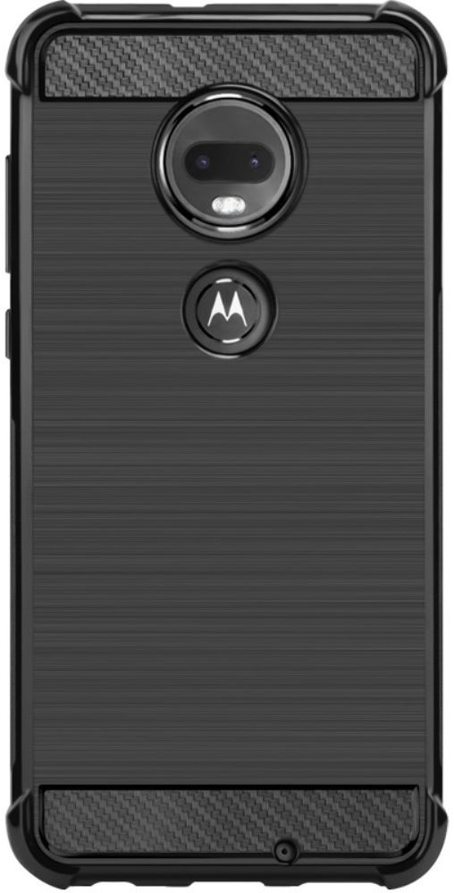 Motorola Moto G7 Geborsteld Carbon TPU Hoesje Zwart afbeelding 3