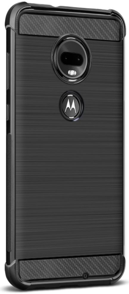 Motorola Moto G7 Geborsteld Carbon TPU Hoesje Zwart afbeelding 4