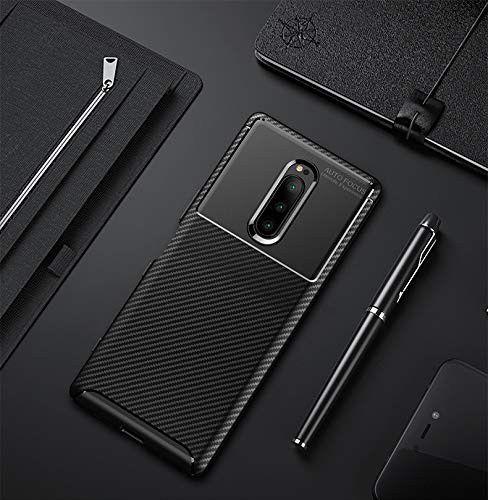 Sony Xperia 1 Siliconen Carbon Hoesje Zwart afbeelding 2