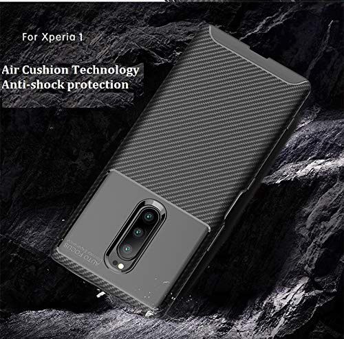 Sony Xperia 1 Siliconen Carbon Hoesje Zwart afbeelding 4