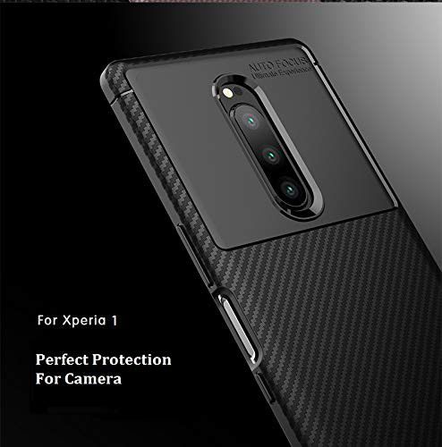 Sony Xperia 1 Siliconen Carbon Hoesje Zwart afbeelding 5