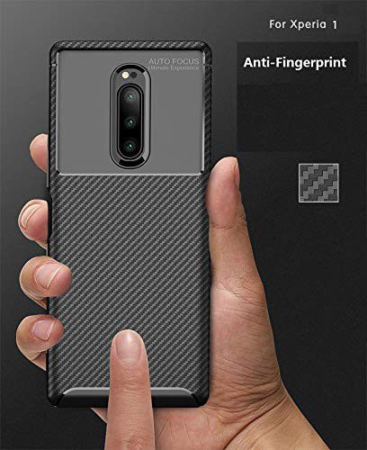 Sony Xperia 1 Siliconen Carbon Hoesje Zwart afbeelding 6