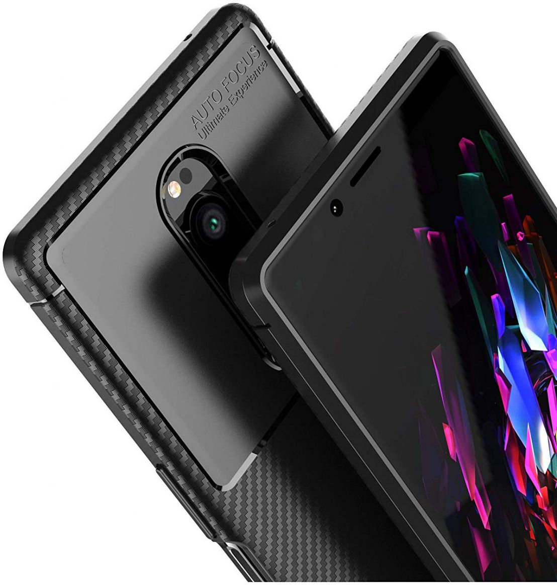 Sony Xperia 1 Siliconen Carbon Hoesje Zwart afbeelding 7
